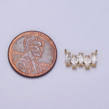 Gold, Silver Clear CZ Marquise Cubic Zirconia Lined 12.8mm Connector | Y-811