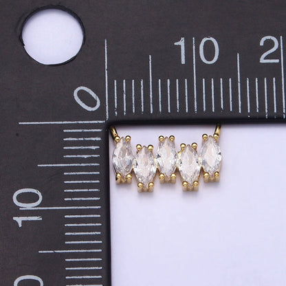 Gold, Silver Clear CZ Marquise Cubic Zirconia Lined 12.8mm Connector | Y-811