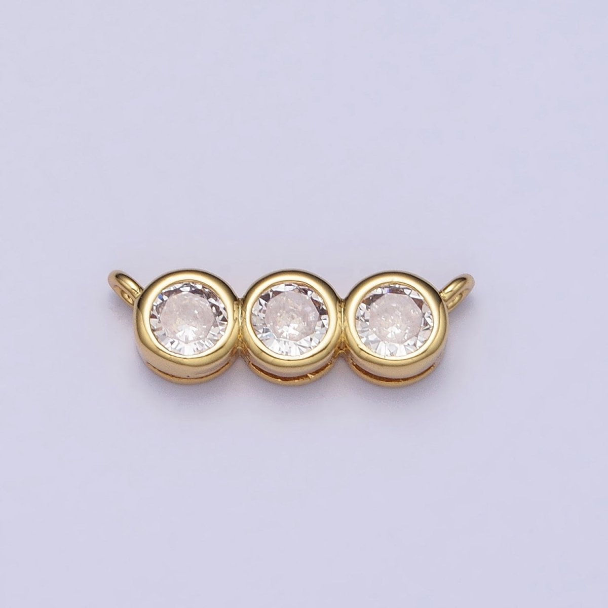 Gold, Silver Clear CZ Round Cubic Zirconia Lined 13.5mm Connector | Y-812