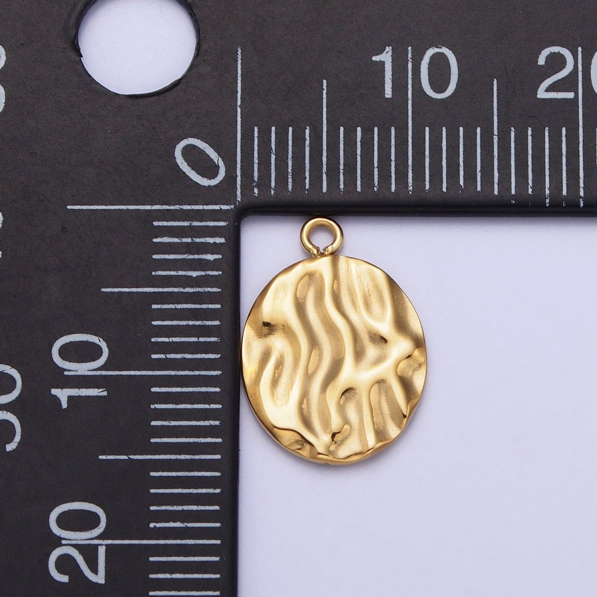 Gold, Silver Double Sided Oval Hammered Charm in Gold &amp; Silver | P-890