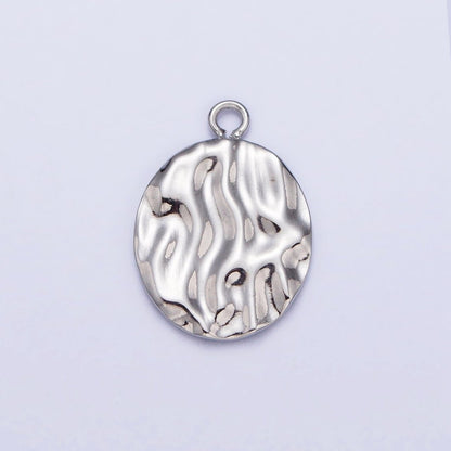 Gold, Silver Double Sided Oval Hammered Charm in Gold &amp; Silver | P-890