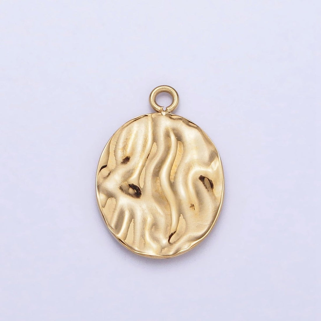 Gold, Silver Double Sided Oval Hammered Charm in Gold &amp; Silver | P-890