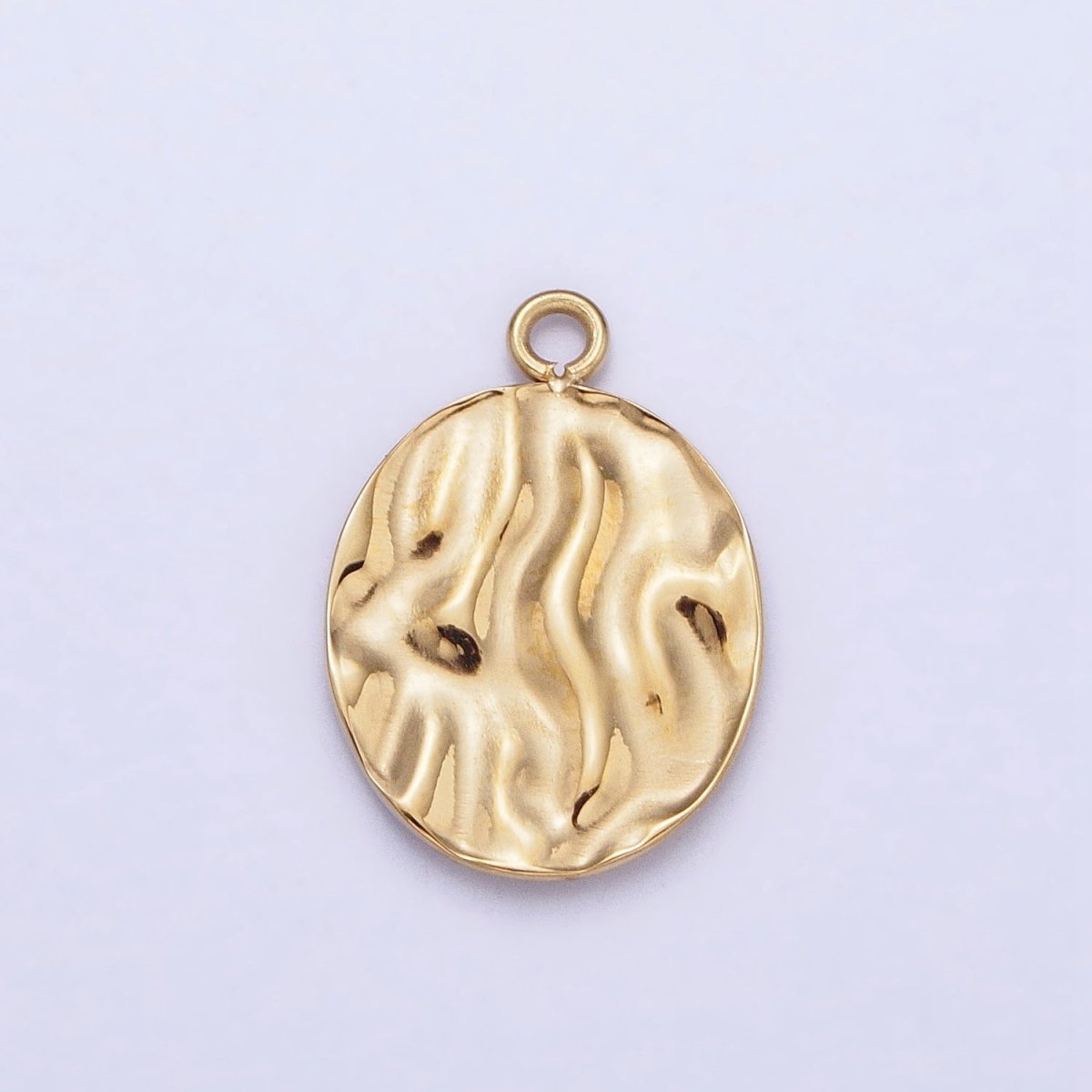Gold, Silver Double Sided Oval Hammered Charm in Gold &amp; Silver | P-890