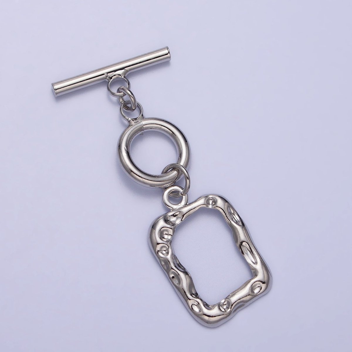 Gold, Silver Double Toggle Clasps Round &amp; Hammered Rectangular Jewelry Closure Supply | Z-095 Z-096