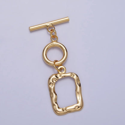 Gold, Silver Double Toggle Clasps Round &amp; Hammered Rectangular Jewelry Closure Supply | Z-095 Z-096