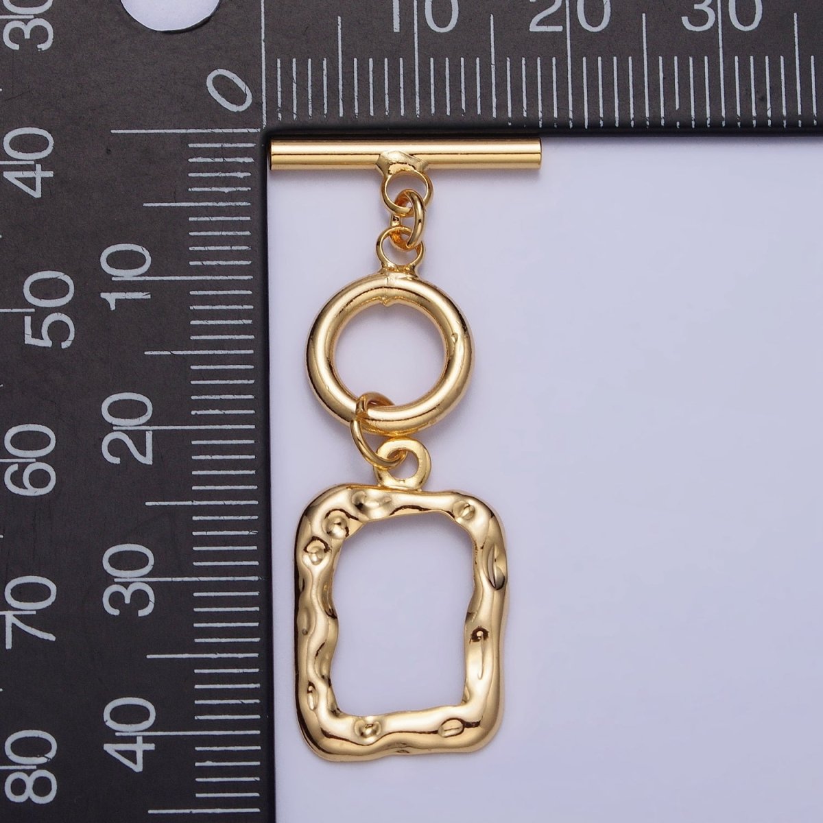 Gold, Silver Double Toggle Clasps Round &amp; Hammered Rectangular Jewelry Closure Supply | Z-095 Z-096
