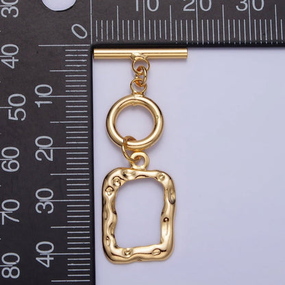 Gold, Silver Double Toggle Clasps Round &amp; Hammered Rectangular Jewelry Closure Supply | Z-095 Z-096