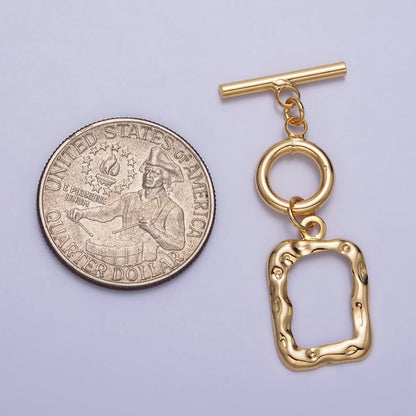 Gold, Silver Double Toggle Clasps Round &amp; Hammered Rectangular Jewelry Closure Supply | Z-095 Z-096