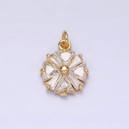 Gold, Silver Flower CZ Clear Geometric Triangle Baguette Add-On Charm | AC1237 AC1238