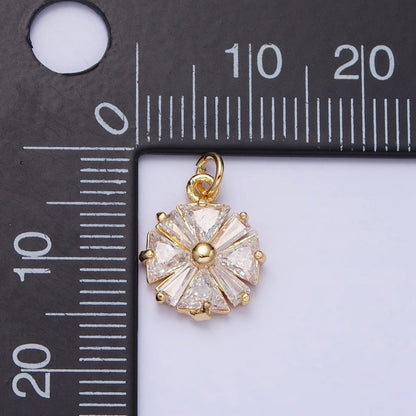 Gold, Silver Flower CZ Clear Geometric Triangle Baguette Add-On Charm | AC1237 AC1238
