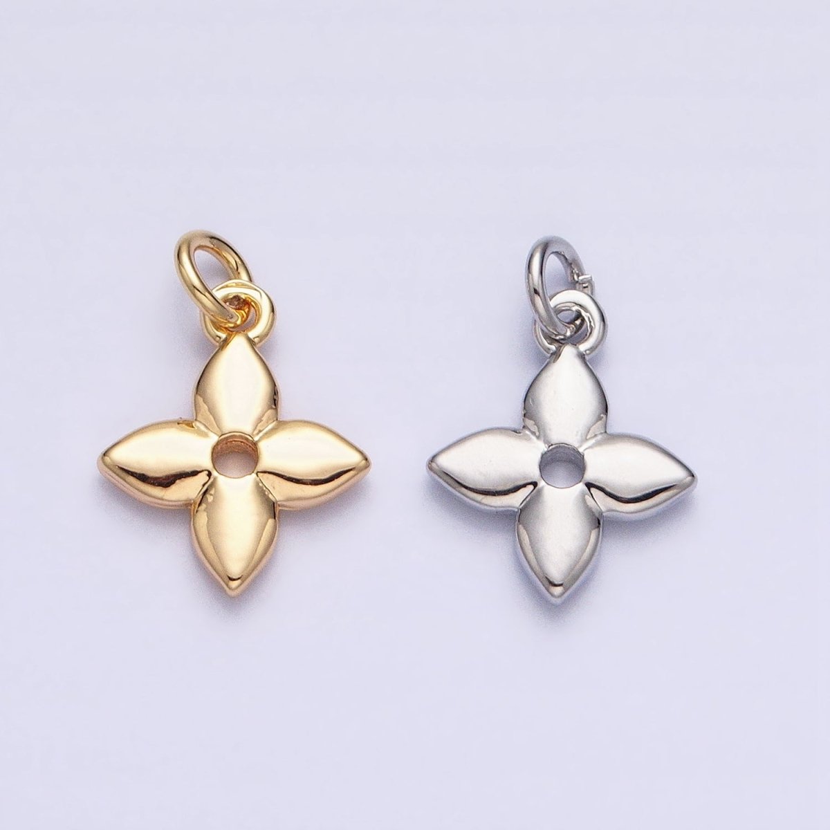 Gold, Silver Four-Leaf Flower Nature Add-On Charm | AC-617 AC-618