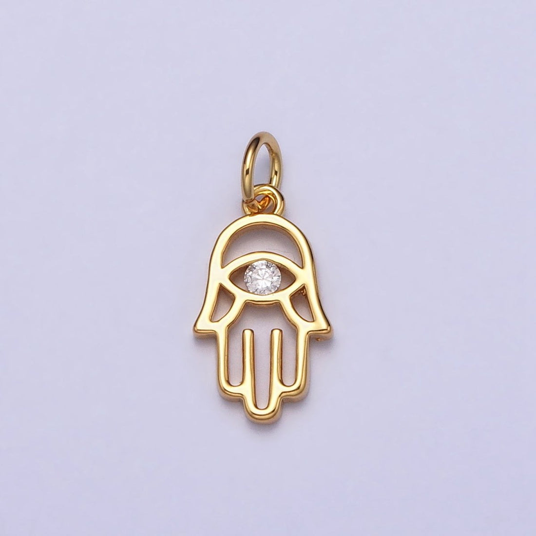 Gold, Silver Hamsa Hand Clear CZ Open Add-On Charm in Gold &amp; Silver | AC408 AC409