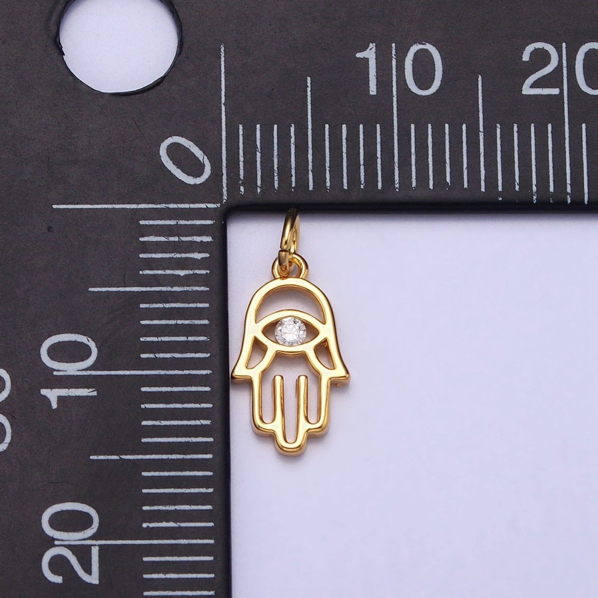 Gold, Silver Hamsa Hand Clear CZ Open Add-On Charm in Gold &amp; Silver | AC408 AC409