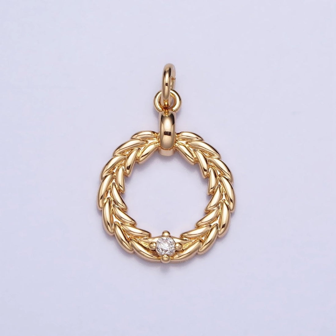 Gold, Silver Holy Wreath Christmas Clear CZ Open Charm | AC395 AC396