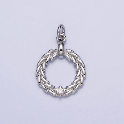 Gold, Silver Holy Wreath Christmas Clear CZ Open Charm | AC395 AC396