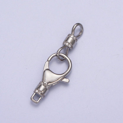 Gold, Silver Lobster Clasps Double Latch On Micro Paved CZ Jewelry Closure Supply | Z-041 Z-042