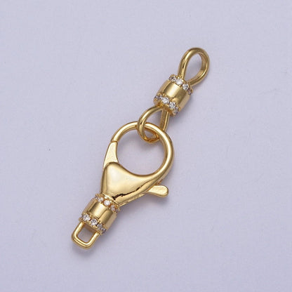 Gold, Silver Lobster Clasps Double Latch On Micro Paved CZ Jewelry Closure Supply | Z-041 Z-042
