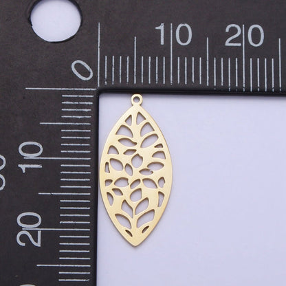 Gold, Silver Marquise-Shaped Open Abstract Geometric Charm in Gold &amp; Silver | P-899