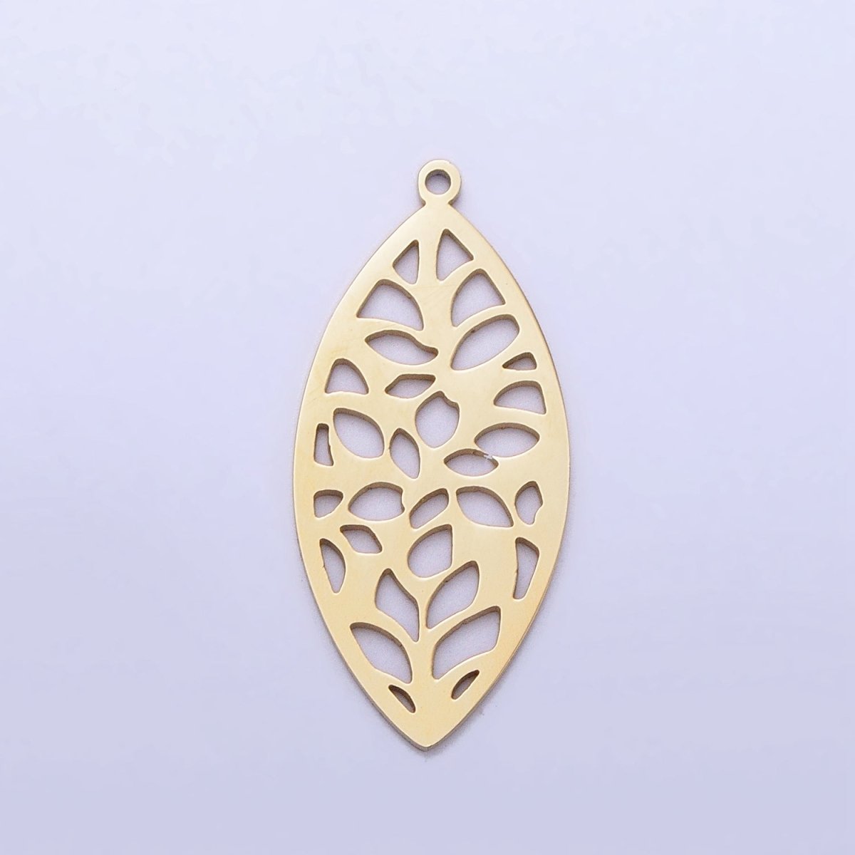 Gold, Silver Marquise-Shaped Open Abstract Geometric Charm in Gold &amp; Silver | P-899
