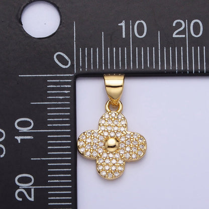 Gold, Silver Micro Paved CZ Quatrefoil Clover Pendant | AA309 AA310
