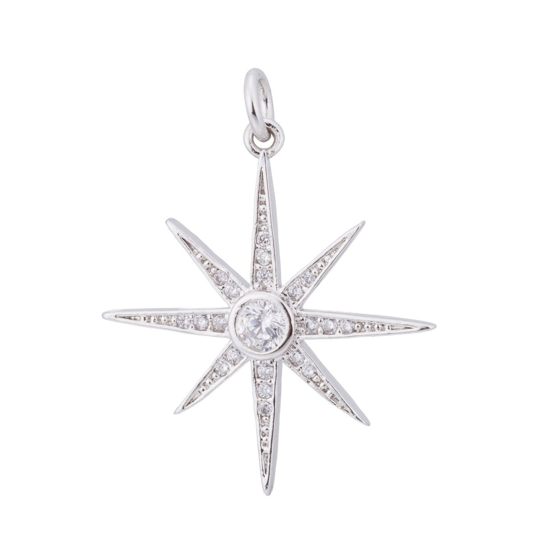 Gold, Silver Midnight Star, Starburst, Twinkle Shining Wish Dream Craft Cubic Zirconia Bracelet Charm Bead Finding Pendant For Jewelry Making C-178