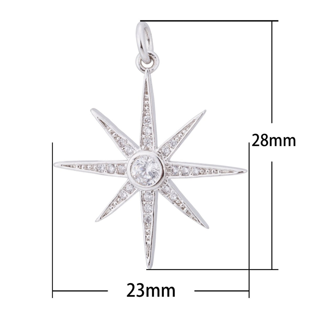 Gold, Silver Midnight Star, Starburst, Twinkle Shining Wish Dream Craft Cubic Zirconia Bracelet Charm Bead Finding Pendant For Jewelry Making C-178