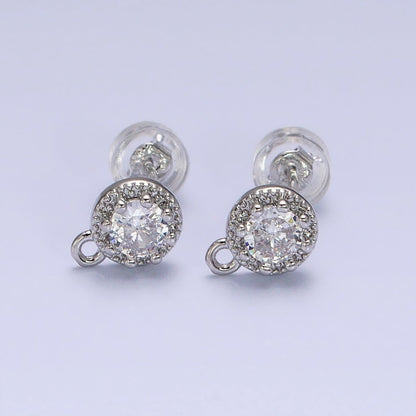 Gold, Silver Mini 8mm Round Clear CZ Open Loop Stud Earrings Supply | Z-363 Z-364