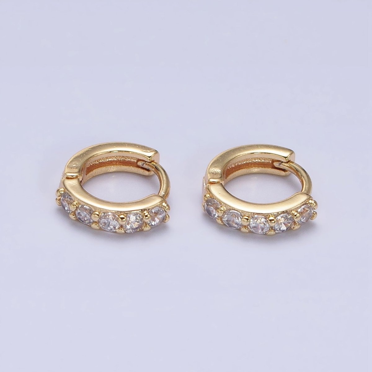 Gold, Silver Mini Cartilage Clear Micro Paved CZ Huggie Earrings | AB950 AB951