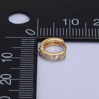 Gold, Silver Mini Cartilage Clear Micro Paved CZ Huggie Earrings | AB950 AB951