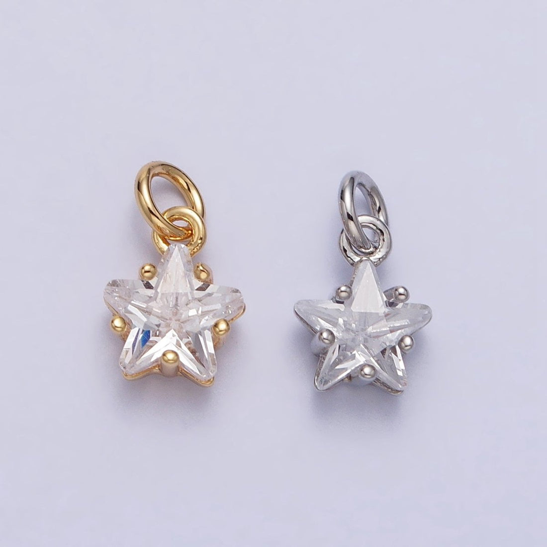 Gold, Silver Mini Celestial Star Clear CZ Cubic Zirconia Add-On Charm | AC237 AC238