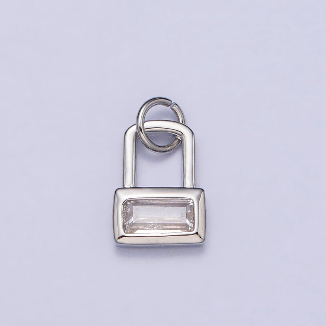 Gold, Silver Mini Clear Baguette CZ Padlock Add-On Charm | AC412 AC413