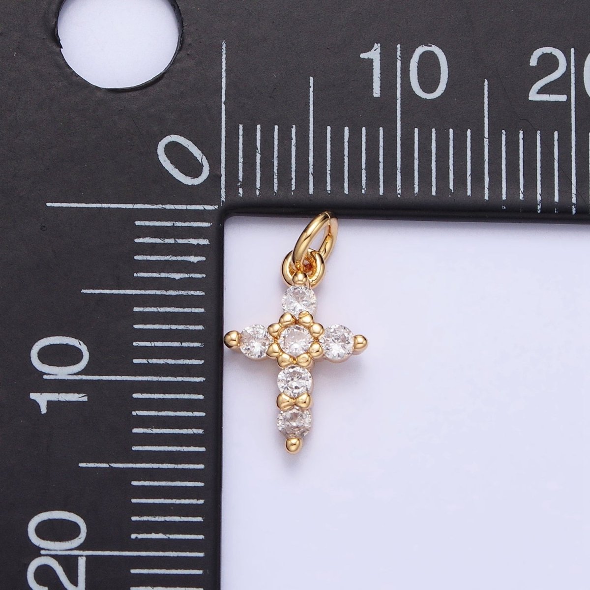 Gold, Silver Mini Cross Charm CZ Religious Add-On Charm | AC-725 AC-726