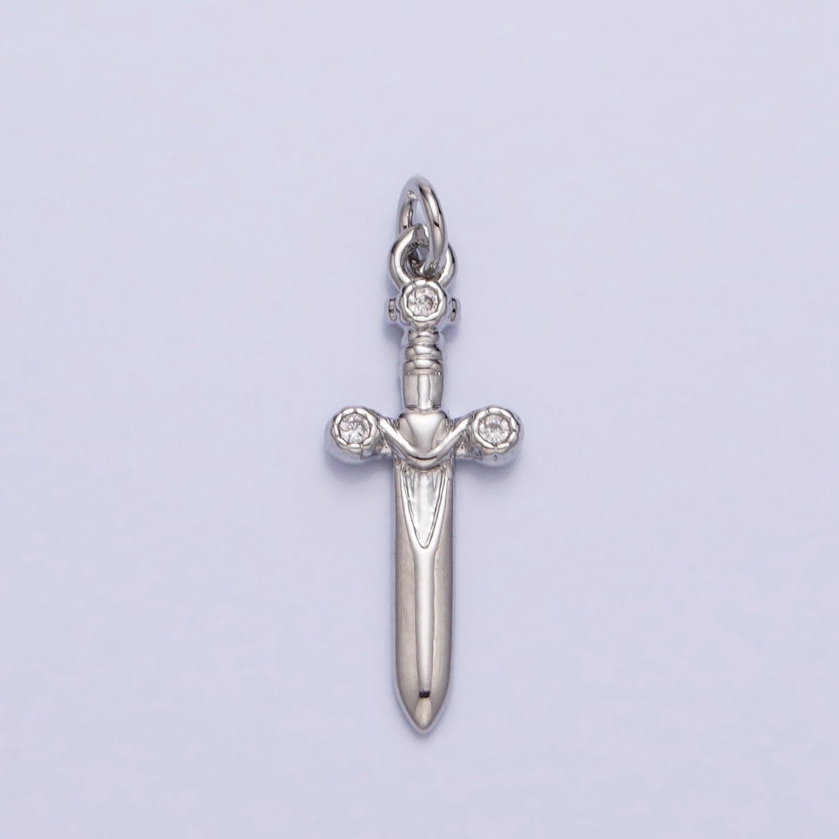 Gold, Silver Mini Dagger Sword Weapon CZ Add-On Charm | AC397 AC947