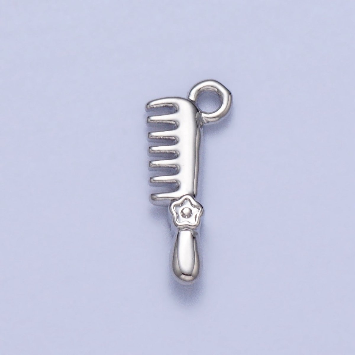 Gold, Silver Mini Flower-Themed Hairbrush Comb Add-On Charm | AC044