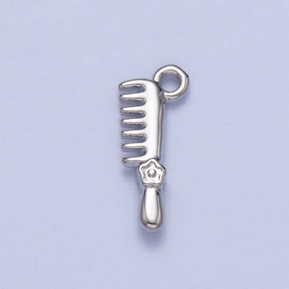 Gold, Silver Mini Flower-Themed Hairbrush Comb Add-On Charm | AC044