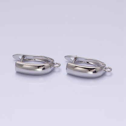 Gold, Silver Minimalist Flat Rectangular Open Loop English Lock Earrings Supply | Z-294 Z-295