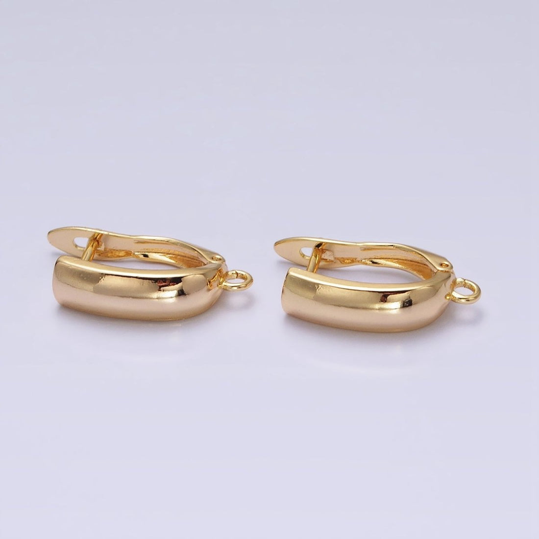 Gold, Silver Minimalist Flat Rectangular Open Loop English Lock Earrings Supply | Z-294 Z-295