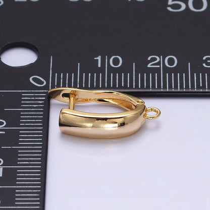 Gold, Silver Minimalist Flat Rectangular Open Loop English Lock Earrings Supply | Z-294 Z-295