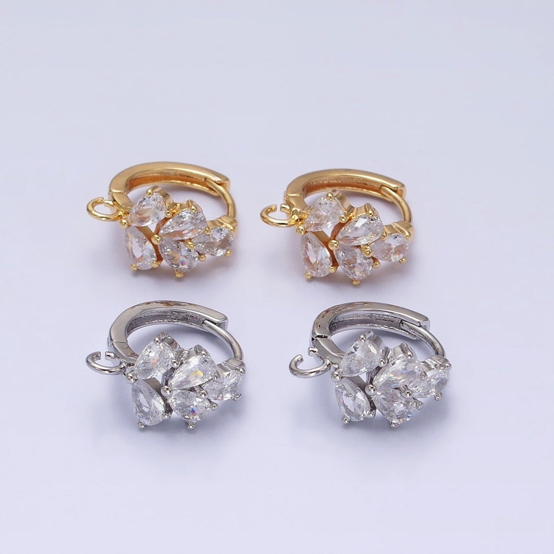 Gold, Silver Multiple Clear Marquise Huggie Open Loop Earrings Supply Open Link Earring | Z-292 Z-293