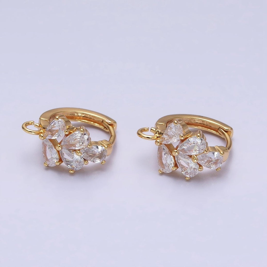 Gold, Silver Multiple Clear Marquise Huggie Open Loop Earrings Supply Open Link Earring | Z-292 Z-293