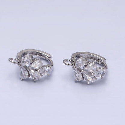 Gold, Silver Multiple Clear Marquise Huggie Open Loop Earrings Supply Open Link Earring | Z-292 Z-293