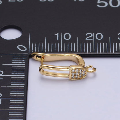 Gold. Silver Paperclip Micro Paved CZ Open Loop English Lock Earrings Supply in Gold &amp; Silver | Z-286 Z-287
