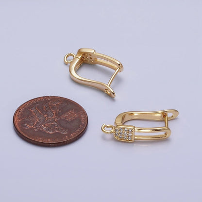 Gold. Silver Paperclip Micro Paved CZ Open Loop English Lock Earrings Supply in Gold &amp; Silver | Z-286 Z-287