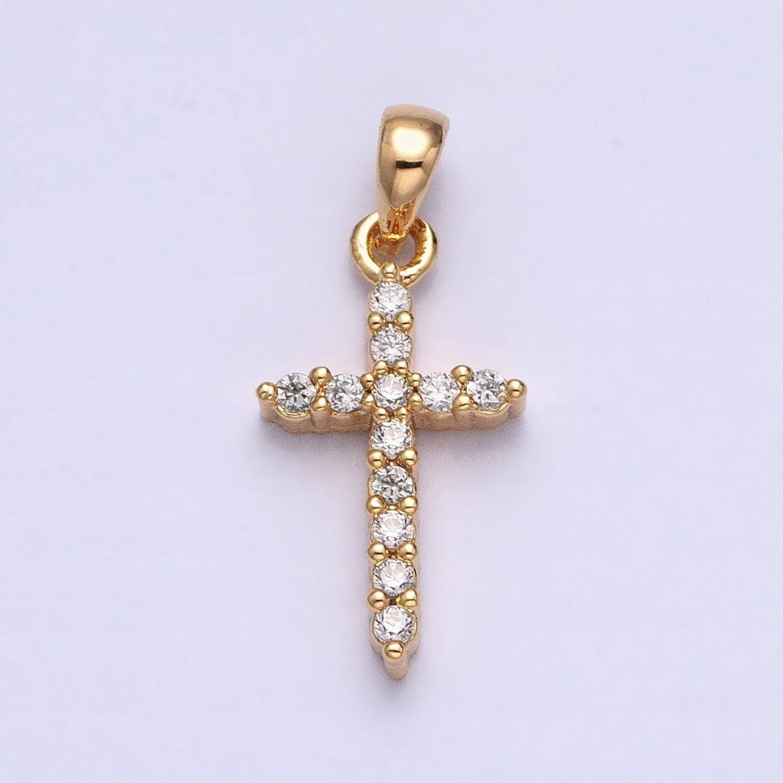 Gold, Silver Religious Latin Cross Micro Paved CZ Pendant | AA353 AA354