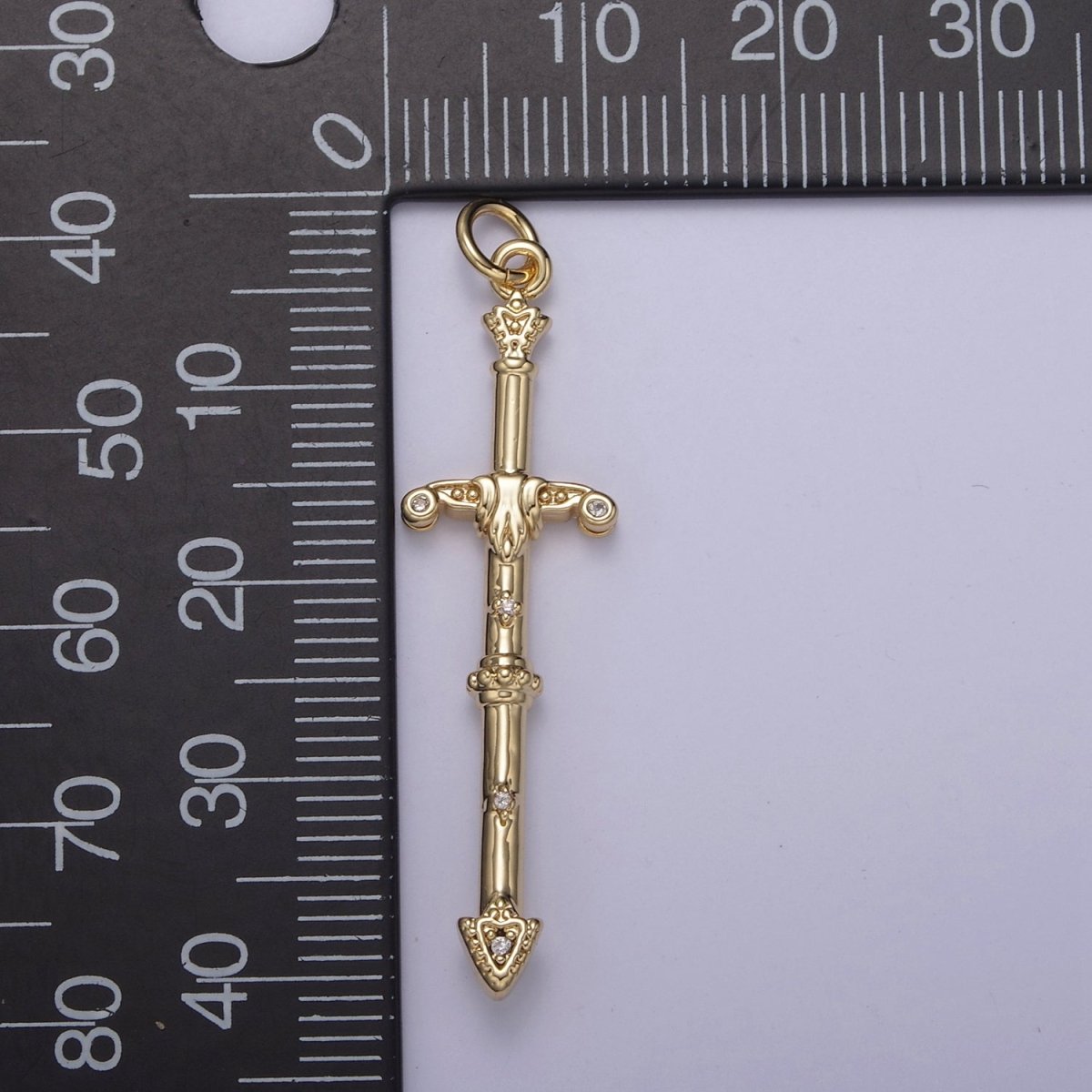 Gold / Silver Sword Charm Pendant, Large Sword Charm Pendant N-838 N-839