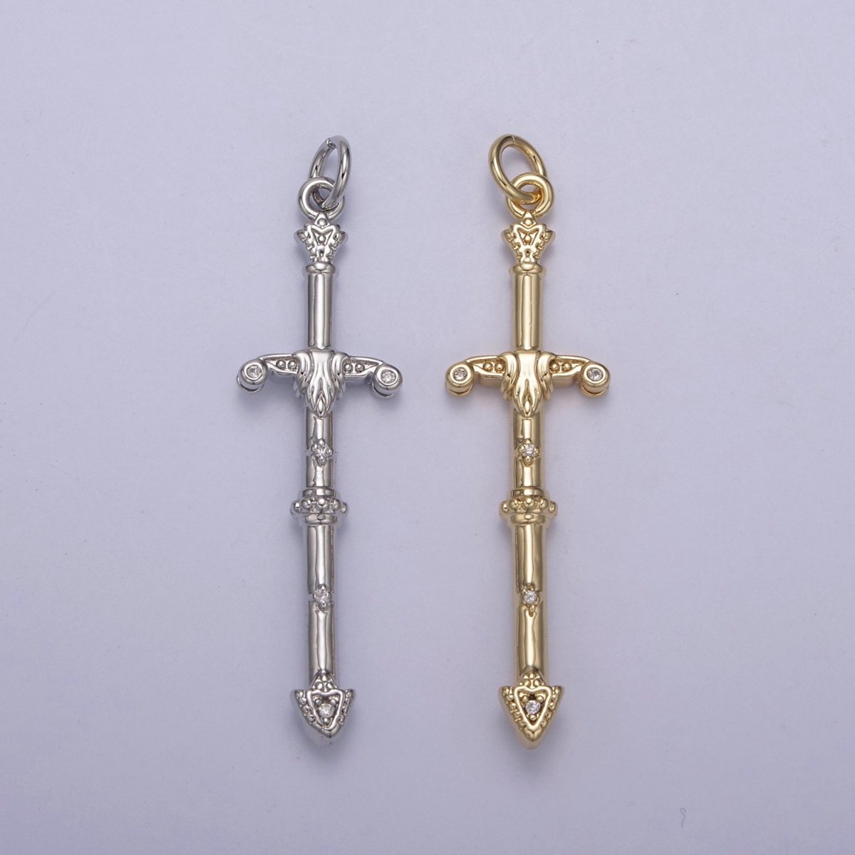 Gold / Silver Sword Charm Pendant, Large Sword Charm Pendant N-838 N-839