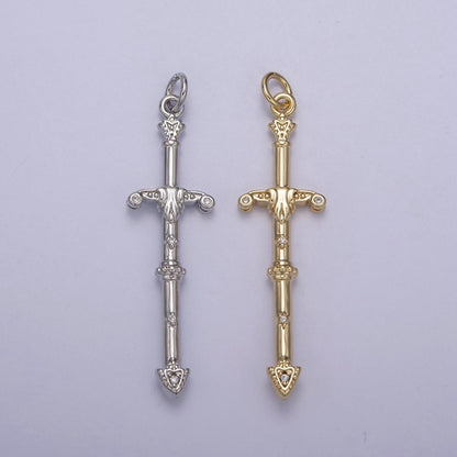 Gold / Silver Sword Charm Pendant, Large Sword Charm Pendant N-838 N-839