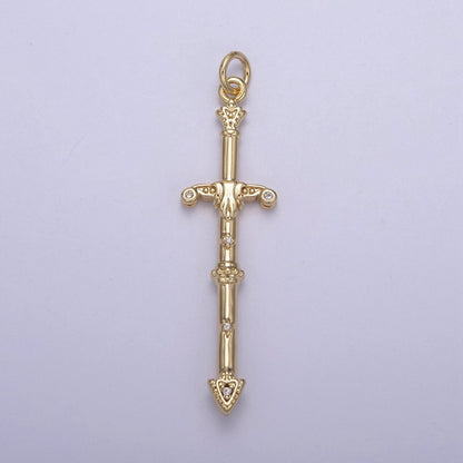 Gold / Silver Sword Charm Pendant, Large Sword Charm Pendant N-838 N-839