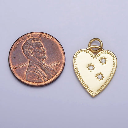 Gold Triple Celestial Star Sun Lined Outline Heart Charm | AC1019