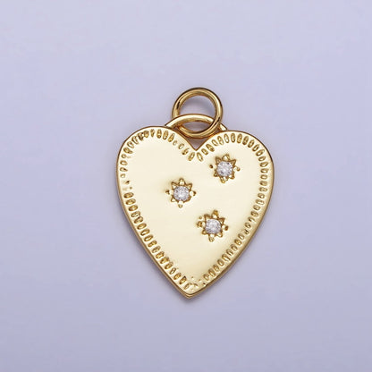 Gold Triple Celestial Star Sun Lined Outline Heart Charm | AC1019
